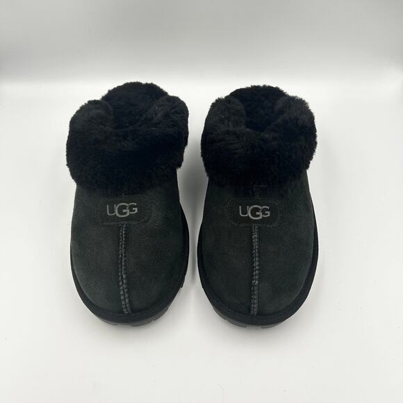 Ugg Coquette Slippers Women’s Luxury Sheepskin & Fur Casual Comfy Black Size 10 - Picture 2 of 7